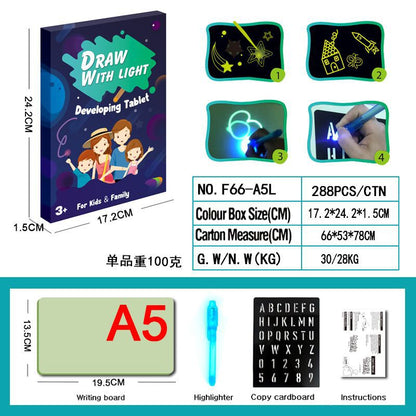 ➡️ ライトで描くファンペインティングボード／発光ボード／子ども用ルミナスマジック蛍光ボード／3Dお絵かきボード