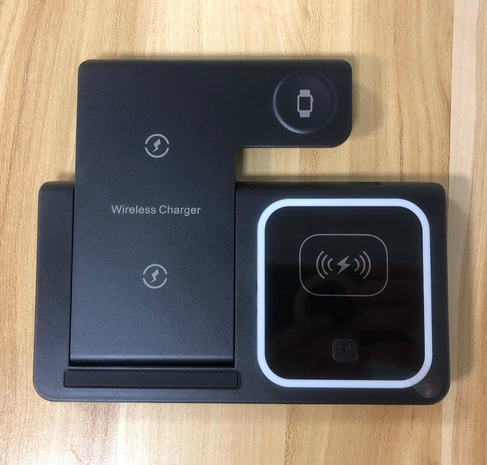 新型ワイヤレス充電器 3-in-1 急速充電スタンド 折りたたみ式 / Qi対応スマートフォン・イヤホン・スマートウォッチ用
