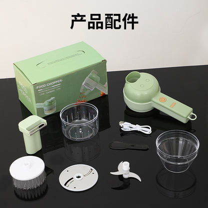 多機能ガーリックマッシャー｜ガトリング式電動野菜カッター｜キッチン用多用途ツール｜野菜スライス・肉ミンチ対応 電動フードプロセッサー