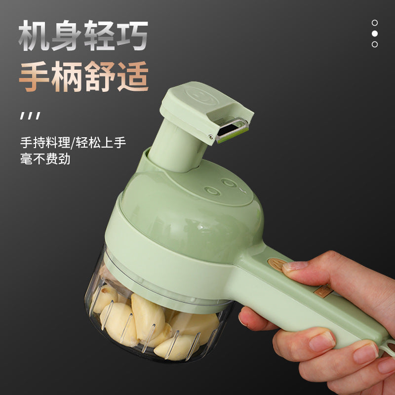 多機能ガーリックマッシャー｜ガトリング式電動野菜カッター｜キッチン用多用途ツール｜野菜スライス・肉ミンチ対応 電動フードプロセッサー