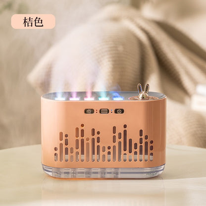 新作 クロスボーダー 多機能サウンドピックアップ リズム加湿器 アロマディフューザー 精油対応 炎演出 自宅用 静音 寝室対応 7色ナイトライト付き